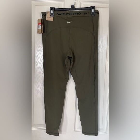 Nike Pro High-Waisted 7/8 olive green leggings size L NWT - Picture 3 of 5
